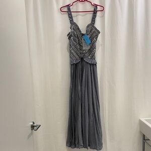 TACH Blue and White Patterned Maxi Dress